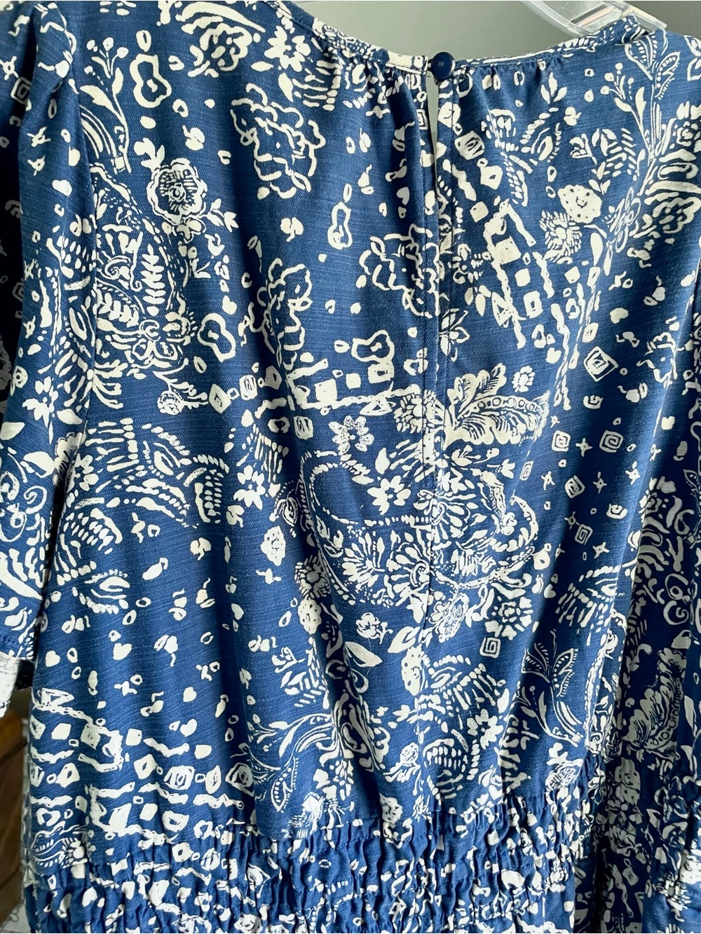 Anthropologie The Somerset Wide Leg Jumpsuit Blue White Floral L Short Sleeve - Picture 9 of 16
